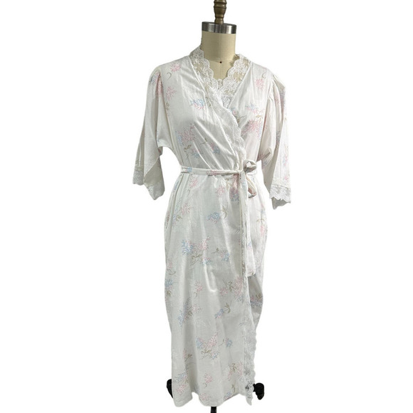 Givenchy Other - VTG Givenchy-Intimite Paris Sz L Robe & Nightgown Pastel Floral Print Lace Trim